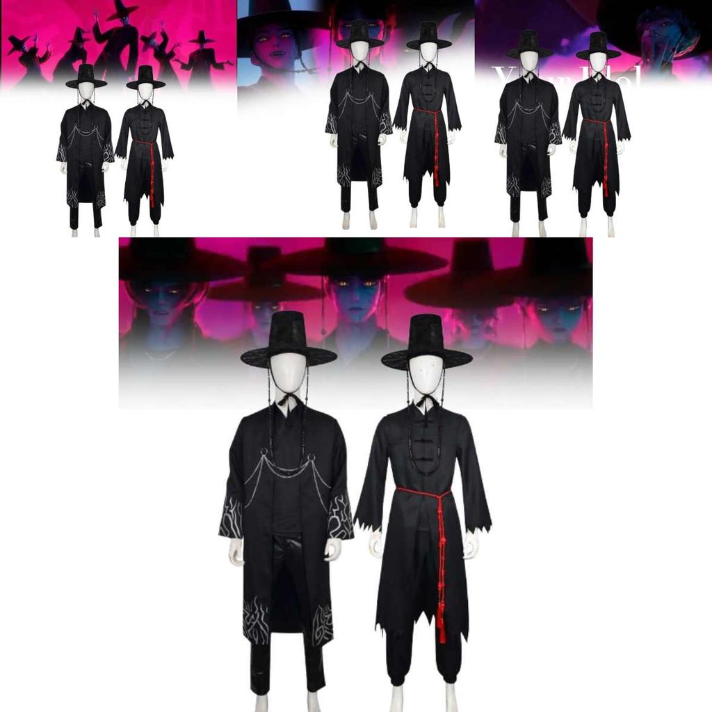 Kostium Cosplay Kpop Demon Hunters Saja Boys z tkaniny z warstwą powietrzną do gier i odgrywania ról anime