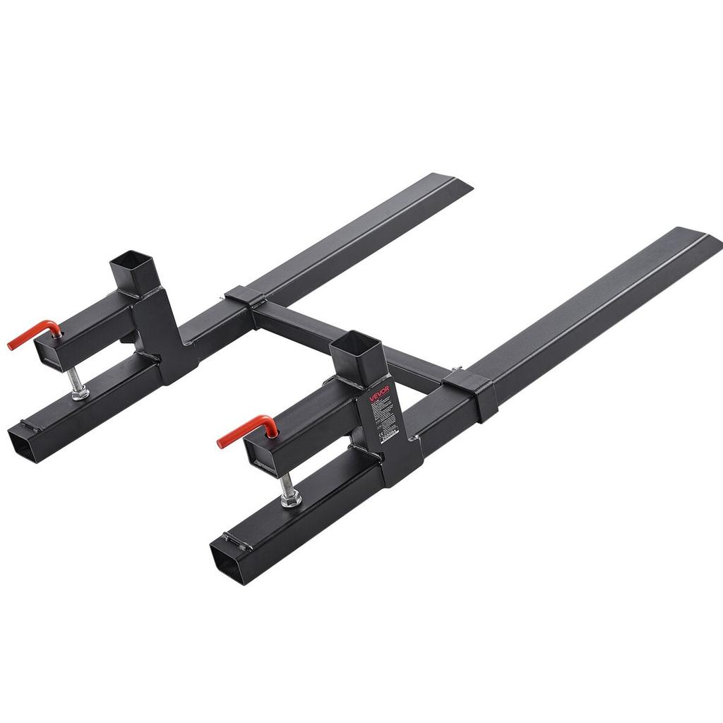 Pallet Forks, 907 Kg Clamp On Pallet Forks, 109 Cm Total Length Heavy-Duty Tractor Fork with Adjustable Stabilizer Bar for Tractor Attachments, Loader