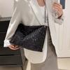 Large Capacity Shoulder Bag for Women Sequin Shine Handbag Slouchy Solid Color Crossbody Bag Trendy Underarm Bag for Work Travel Shopping CLE