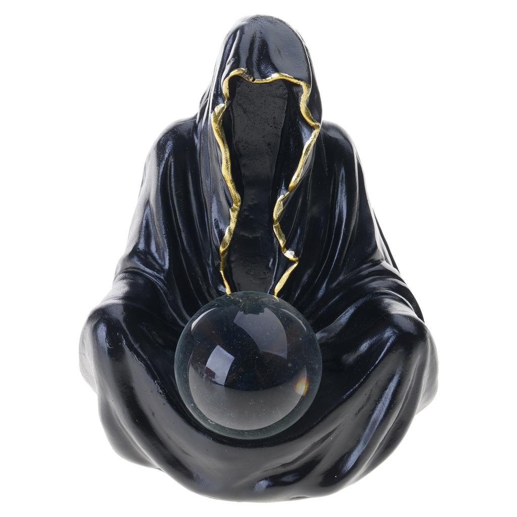 Resins Death God Sculpture Crystal Ball Halloween Decors With Flying Bats For Home Party Collectible Ornament Gift