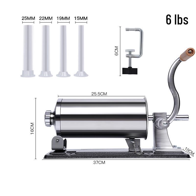Desktop Hand-Crank Sausage Stuffer: Stainless Steel Homemade Meat Grinder for Home Use