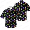 Disney 2025 Nová Halloweenská Kolekce Léto Mickey Anime 3D Tištěná Pánská Límcová Krátký Rukáv Slim Fit Havajská Košile Y2k
