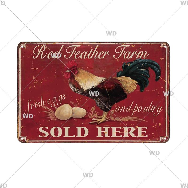 Metallskyltar Färska Ägg Fluffy Butt Hut Kyckling Retro Plåtskylt Vintage Rolig Utomhus Väggplakett Trädgård Gårdsskyltar Hönshus Dekor
