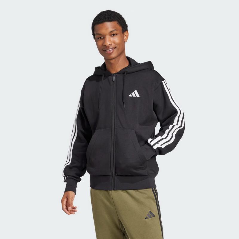 adidas Men's Sport Style 3-Stripes Hooded Knit Jacket