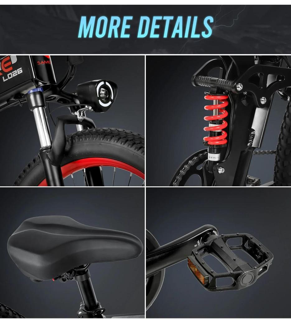 2026 populární Samebike LO26Plus 1000W elektrické skládací elektrokolo 26 palců unisex horské kolo s odnímatelnou baterií 48V 15Ah.