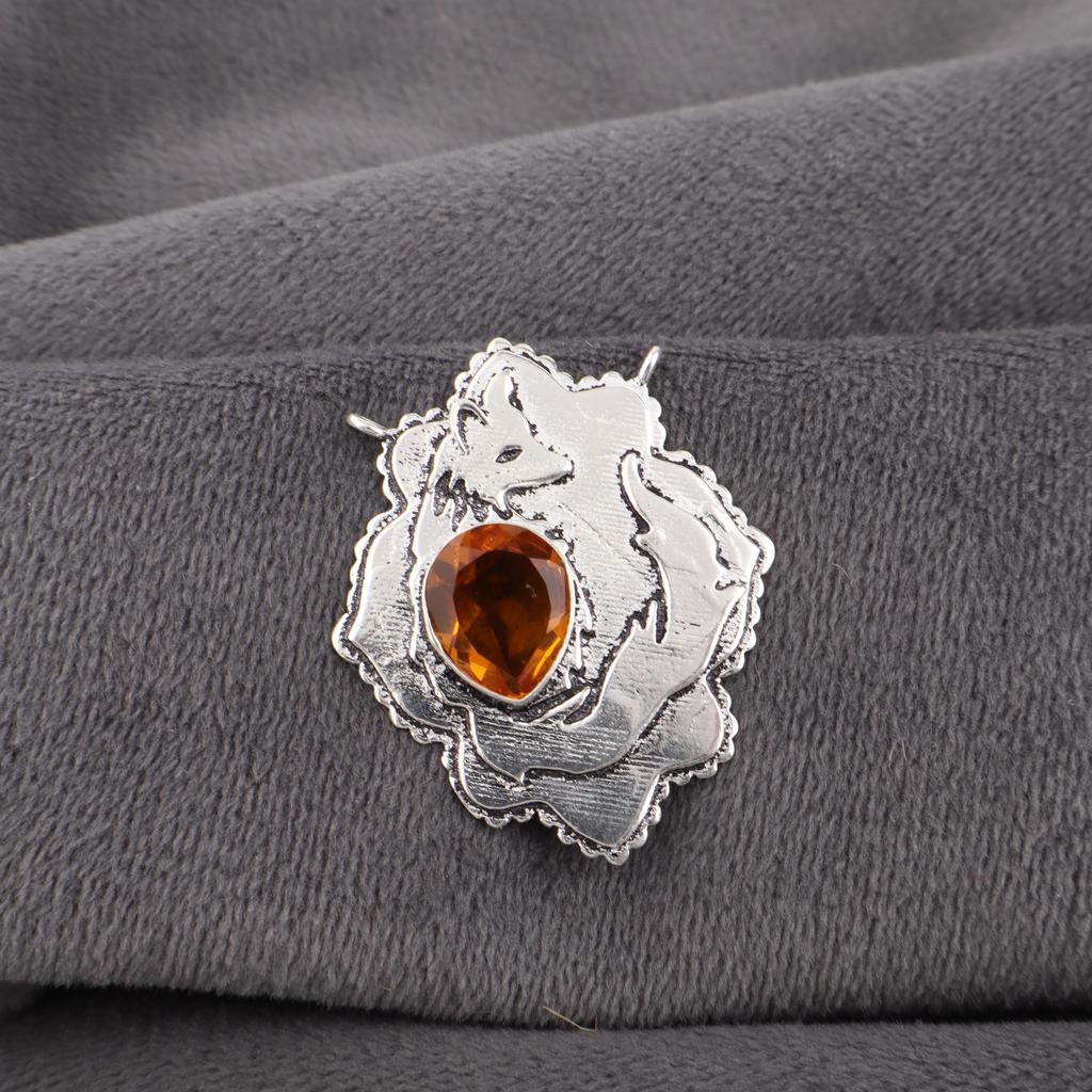 Citrine Gemstone Jewelry, 925 Solid Sterling Silver Pendant, Handmade Gorgeous Silver Pendant, Protecting Jewelry For Mother