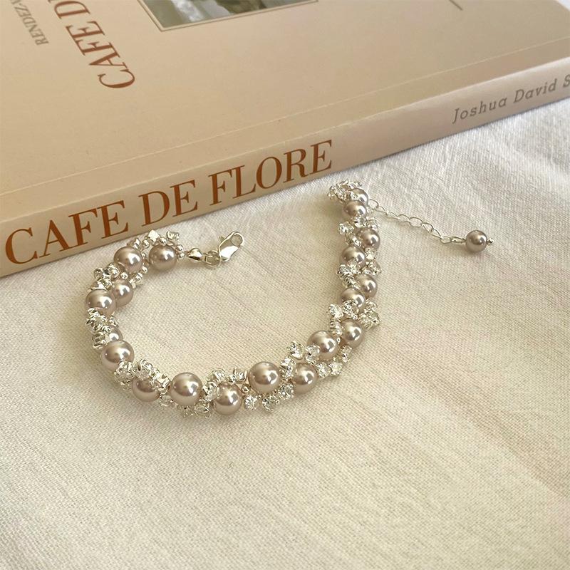 

Необычный браслет из циркона и жемчуга, французский ретро, легкая роскошь, модный, нишевый, с темпераментом, универсальное украшение для женщин