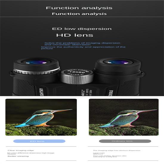 Lornetka Porro o dużym powiększeniu 12x50 HD Wojskowy potężny teleskop optyczny Szeroki kąt do polowania na zewnątrz