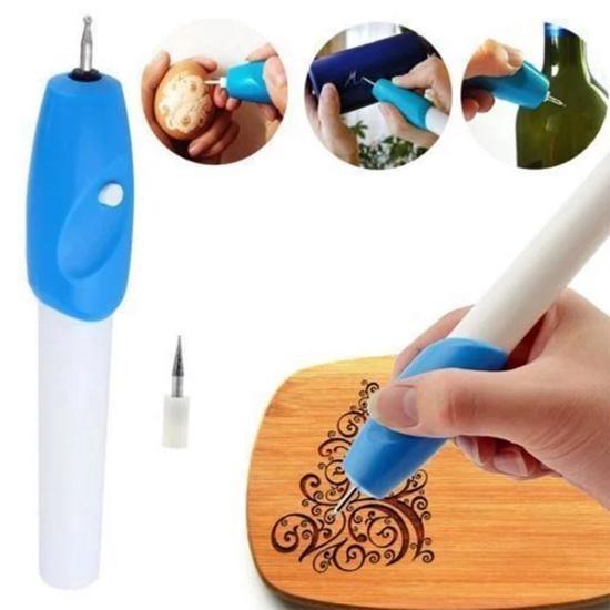 Electric Engraving Pen Jewelry Engrave Pen With White And Blue Design For Precise Diy Crafting