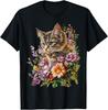 Cat Flower Cute Kitten Graphic T-Shirt