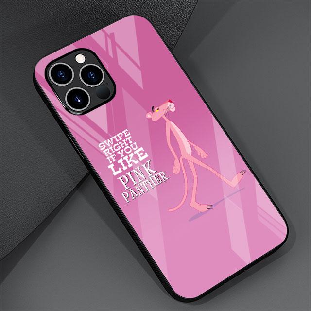 

Милый забавный чехол из закаленного стекла с розовой пантерой для Apple iPhone 11 13 Pro Max SE 7 8 + 12 Mini 14 Plus X XS XR 6 6S, чехол для телефона Sac iPhone 6 6S Plus
