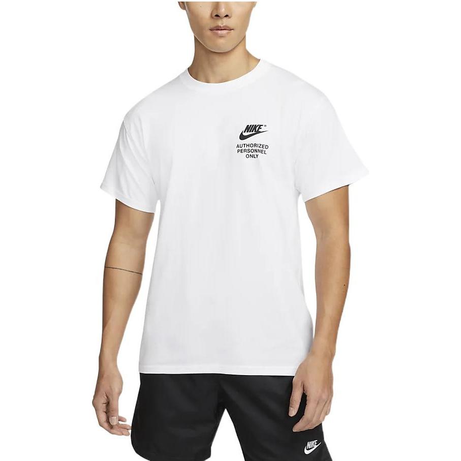Nike Printed Letter Logo Cotton Crew Neck T-Shirt Men Tops White DM6428-100