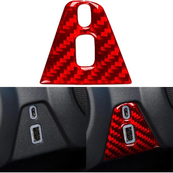 Glossy Red Carbon Fiber Fit for Chevrolet/Chevy Blazer 2019-2025 2020 2021 2022 2023 2024 Accessories Car Headlight Switch Headlamp Control Button Charger Trim