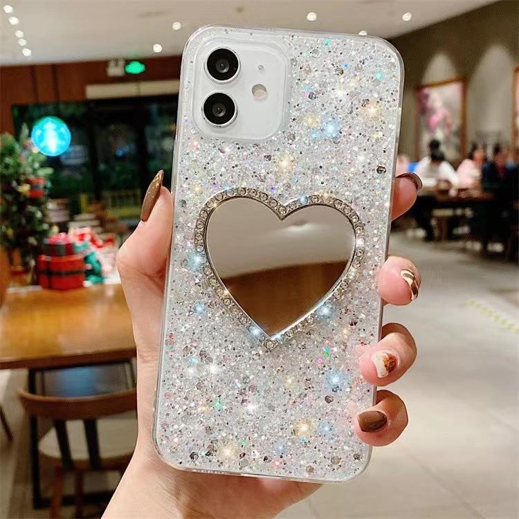 Apple XR Mobile Phone Case Is Suitable for iPhone15 Epoxy XSmax Rhinestone 11Pro Love SE Mirror Glitter