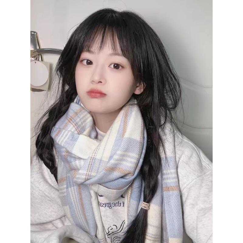 Plaid Scarf Women's Autumn and Winter Imitation Cashmere Shawl Versatile Fresh and Cute Campus Skin Friendly Student Korean Style Warm Scarf