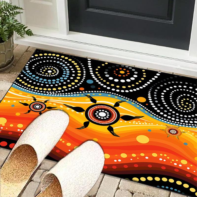 

Sunrise Australian Indigenous Art Office Rug Chair Mat, Game Carpet, Suitable for Front Door, Bedroom, Living Room, Desk, Holiday Gift 40cmx60cm