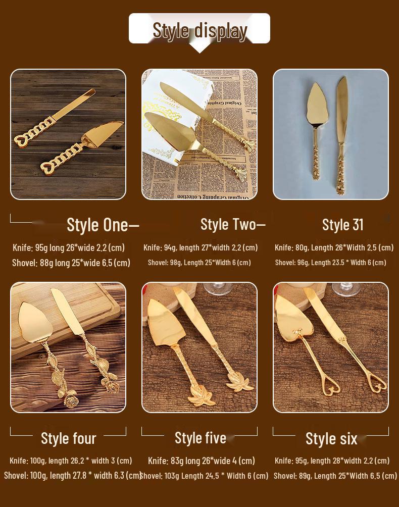 Exquisite Rose Metal Cake Knife & Spatula Set - Western Wedding Tableware