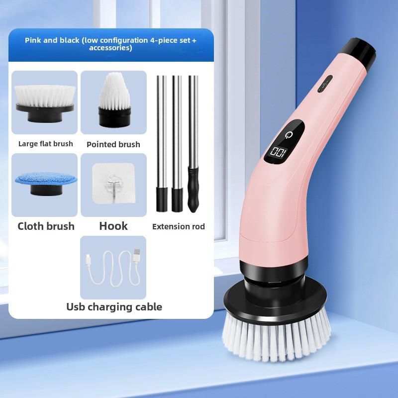 9-in-1 Electric Bathroom Cleaning Brush with Dual-Length Handles