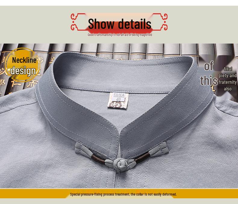 Men's Long-Sleeve Traditional Chinese Tang Suit for Spring/Summer - Ideal for Middle-aged and Elderly Dads and Grandpas, Perfect for Tai Chi.