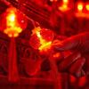 Solar Red Lantern Crystal String Lights - Outdoor New Year Garden Decoration Atmosphere Pendant Lights