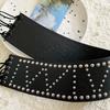 Wide Leather Waist Belt Y2k Women's Dress Belt Retro Cross Rivet Belt  Waist Accessories