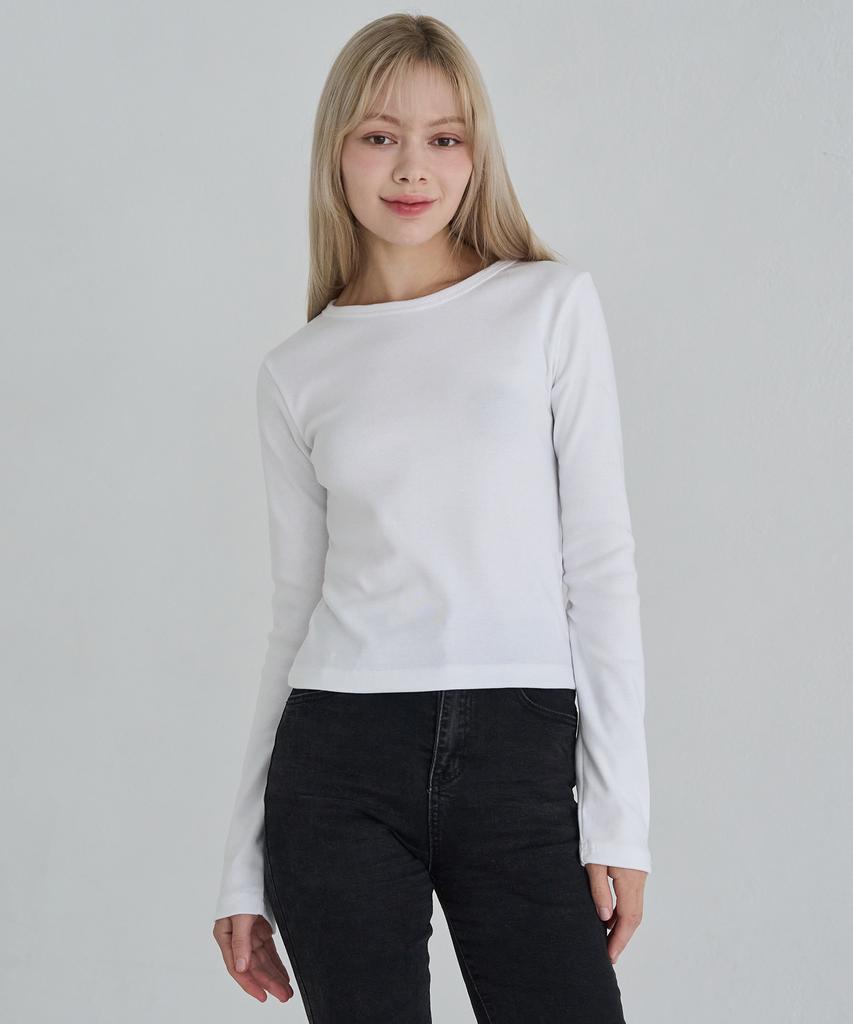 5OML Slim Back Ribbon Long Sleeve (White)