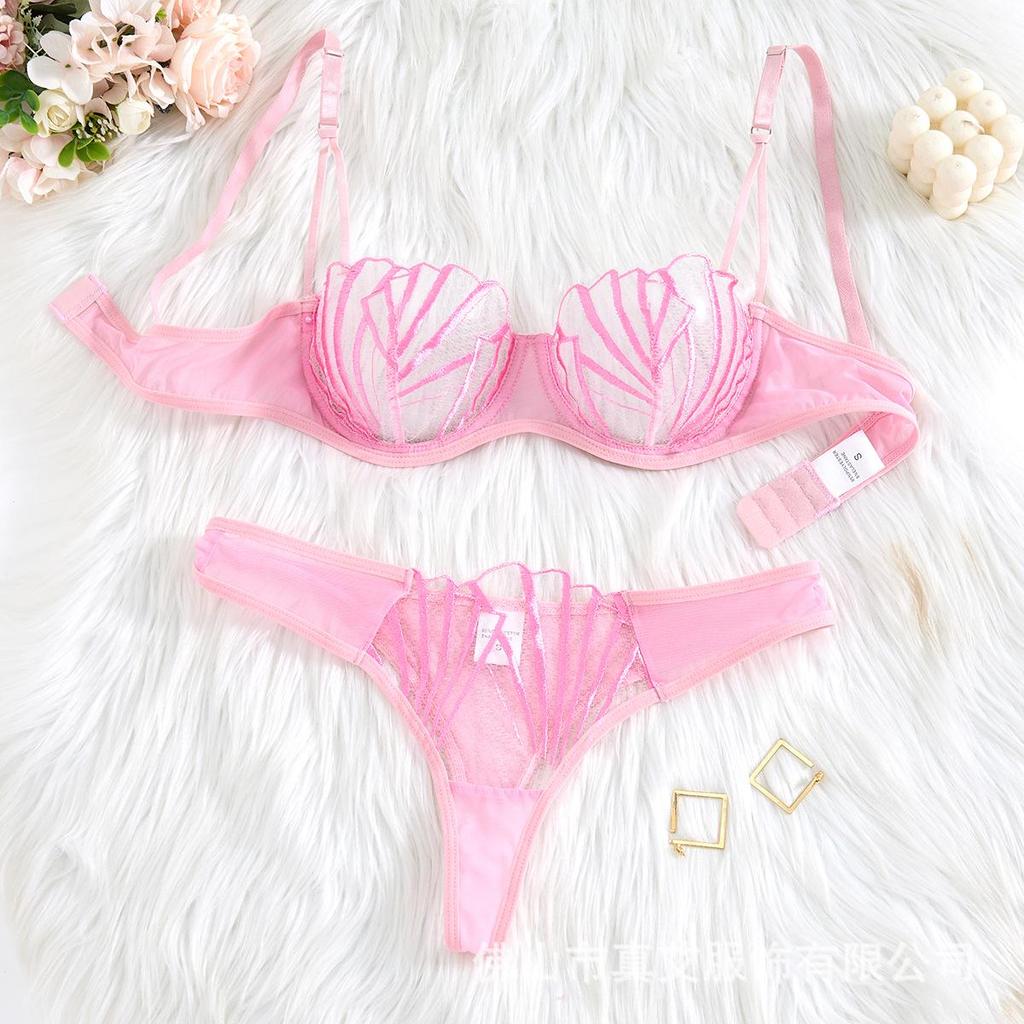 Z Cross-Border Ultra-Thin Lace Mesh Lingerie Set with Steel Ring