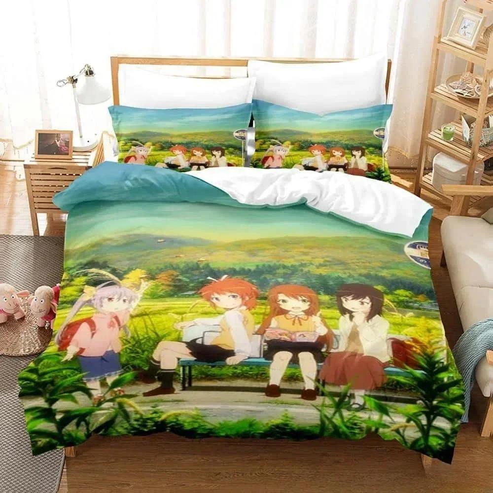 3D Print Anime Non Non Biyori Bedding Set Printed Bed Set With Pillowcase Bed Duvet Cover Soft Queen King Size Bedclothes Home