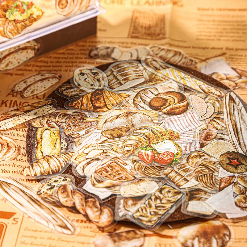 100 Sheets/box Bread Coffee Dessert Pattern Sticker For Hand Account Collage Material DIY Diary Notes Message Decoration