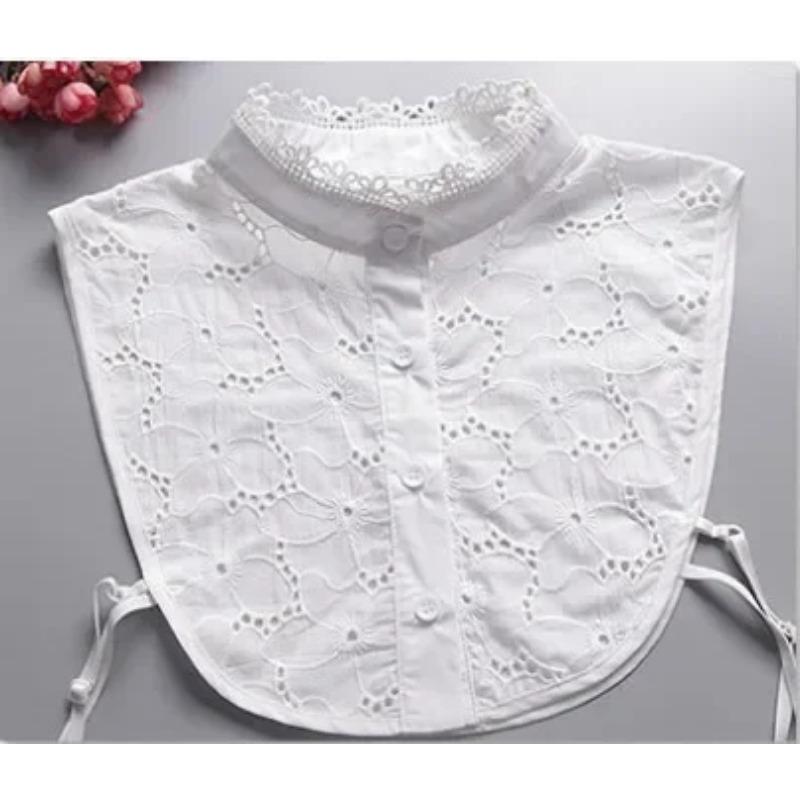 Womens Floral Hollow Fake Collar Detachable False Collar Solid Color Retro Half Shirt Blouse Top Female Sweater Fake Collars