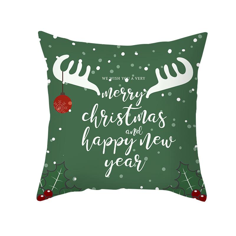 Christmas Pillow Case Wish Cartoon Print Peach Skin Christmas Pillow Home Sofa Cushion