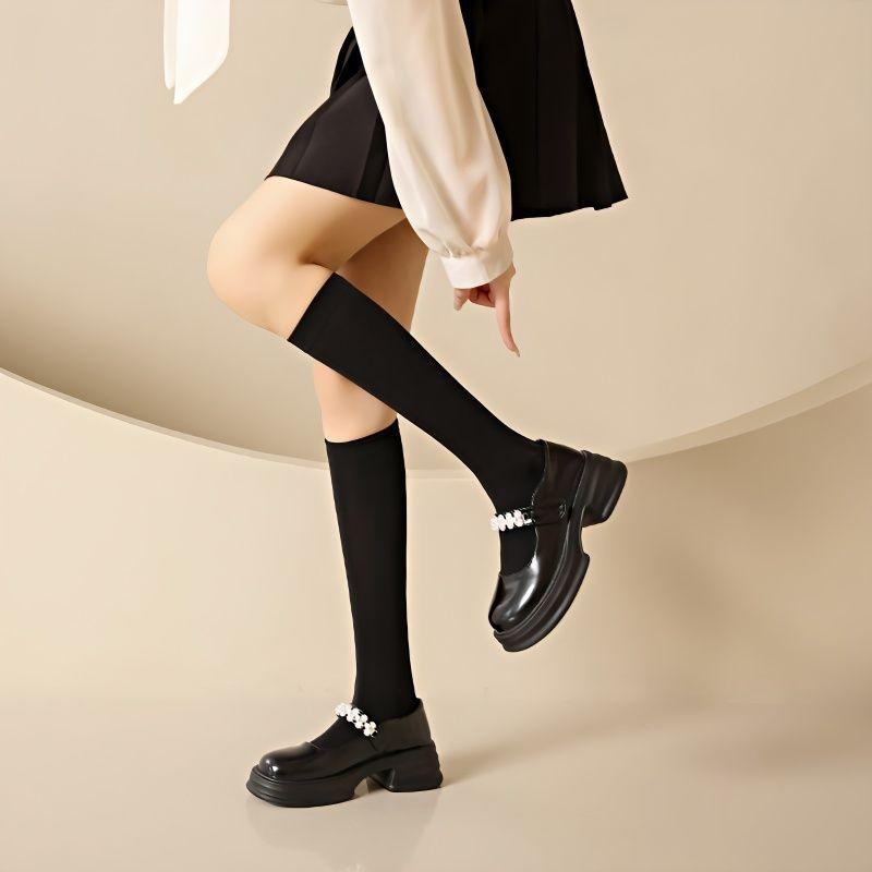 Mary Jane women's shoes 2025 new British style loafers women's spring small leather shoes French retro thick heel single shoes