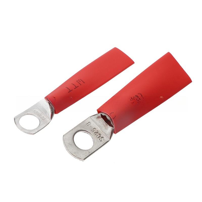 140Pcs/Box Bare Open Barrel Lugs Kit 70Pcs Cable Lugs + 70Pcs Red & Black Heat Shrink Tubing