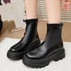 Spring/Autumn Comfortable Leather Rear Zipper Short Boots Fashion New Round Head Sexy Lace-Up Casual Walking Boots Women