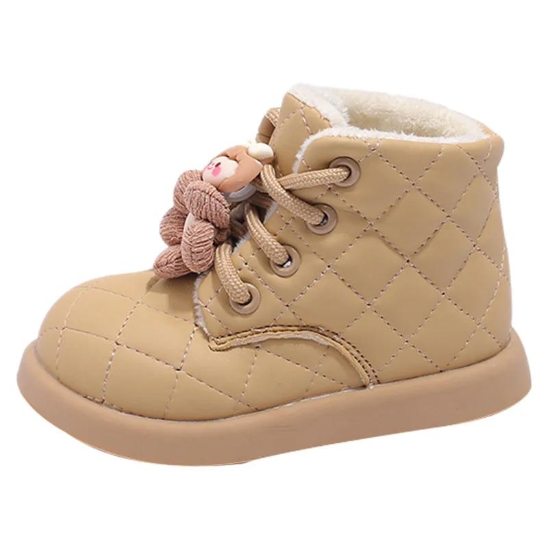 Botas Para Niña Plush Children Snow Boots Winter New Soft Soled Girl Cotton Boot Warm Boy Ankle Boots Cute Short Boot Child Shoe