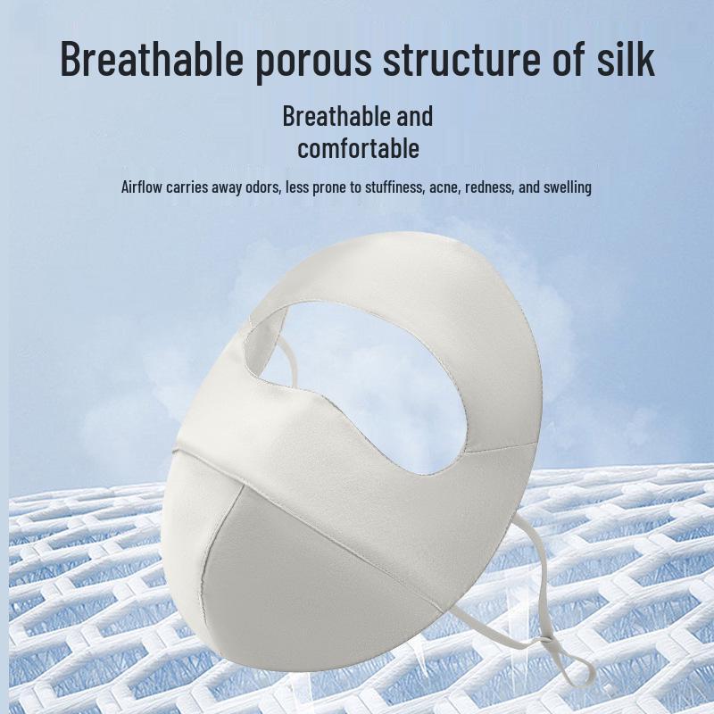 100% Mulberry Silk Facekini: Anti-UV, Sensitive Skin Protection, Summer Full Face Sunscreen Mask for Women