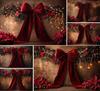 Christmas red velvet bow flower shooting background shining Christmas children family gathering decoration shooting background