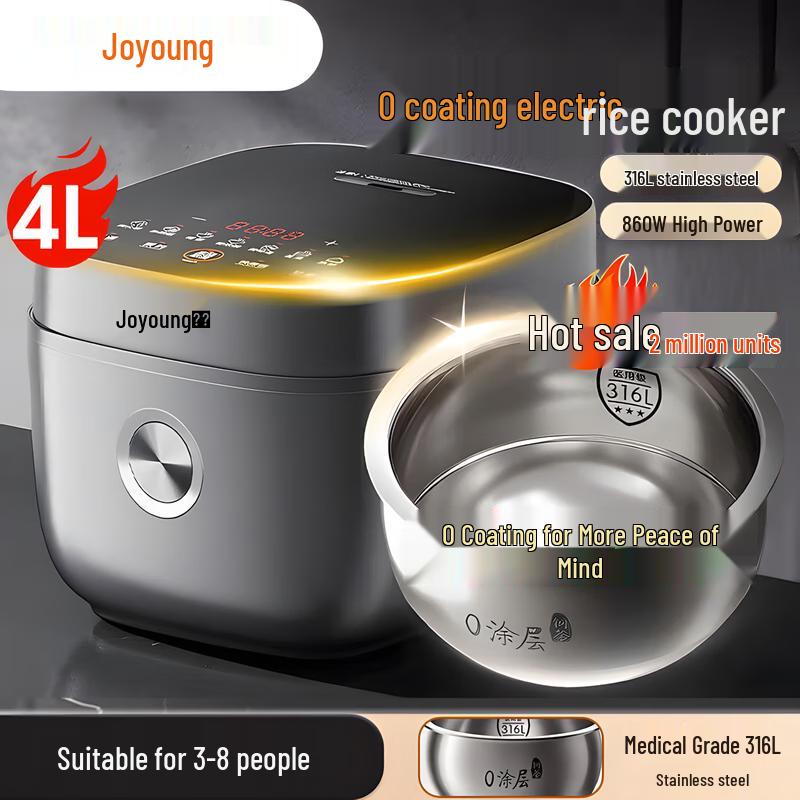 Joyoung 4L 0-Coating 316L Stainless Steel Multi-function Electric Rice Cooker