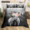 Cow Duvet Cover Set Rustic Vintage Western Wild Animal Bedding Set For Kids Boys Polyester Quilt Cover Double Queen King Size