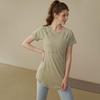 Moda de Verano Color Sólido Cuello Redondo Mujer Ajustado Camiseta de Running Yoga Larga Cubre Cadera Top de Entrenamiento