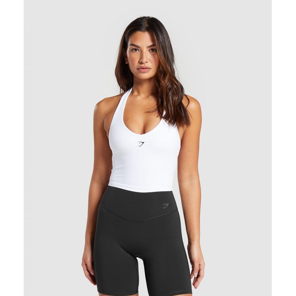 

Майка GYMSHARK с бретелькой на шее и полочкой, белая B8A5T WB57 XXS