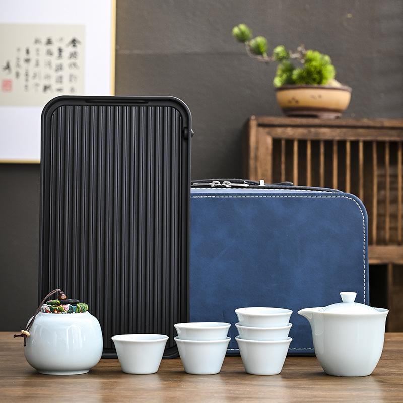 Storage tea set Outdoor car Kung Fu tea maker Tea tray Complete set Company opening Business gifts Travel portable