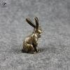brand new Antique Copper Zodiac Cute Rabbit Statue Ornaments Vintage Solid Brass Animal Mini Figurine Tea Pet Desk Decoration