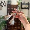Stainless Steel Round Spoon Net Red Golden Dinner Long Handle Stirring Dessert Spoons For Kitchen Accessories Gadgets