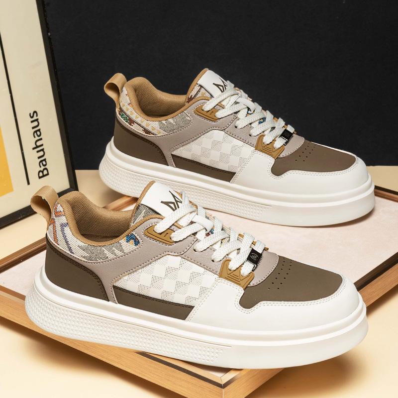 Men's New Trendy Fashion Versatile Casual Trendy Shoes Ethnic Style Thick-soled Low-top Cushioning Comfortable Sports Skateboard Shoes