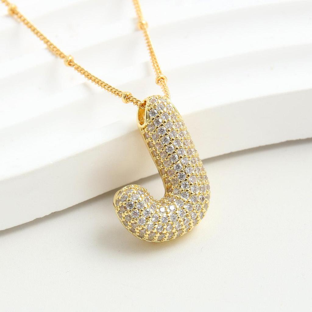 26 English Letter Gold-Plated Zircon Pendant Necklace