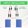Power Solar Connectors 30A Y-Branch Cable, Solar Cable Parallel Adaptor In Pair for Solar Panel 1*M/FF+1*F/MM Black Red