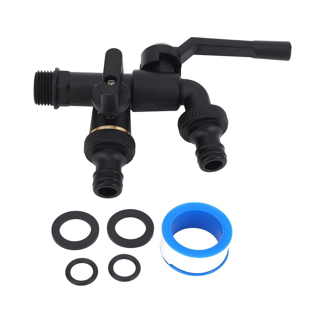 Doppelhahn-Wasserhahn-Set für den Außenbereich 3/4-Zoll-Einlass 25 mm 2 Auslässe Wandmontage Messing Frostsicher