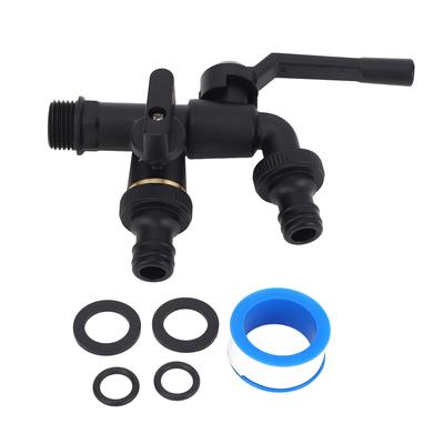 Outdoor Double Taps Water Faucet Kit 34in Inlet 25mm 2 Outlets Wall Mounted Brass Frost Proof