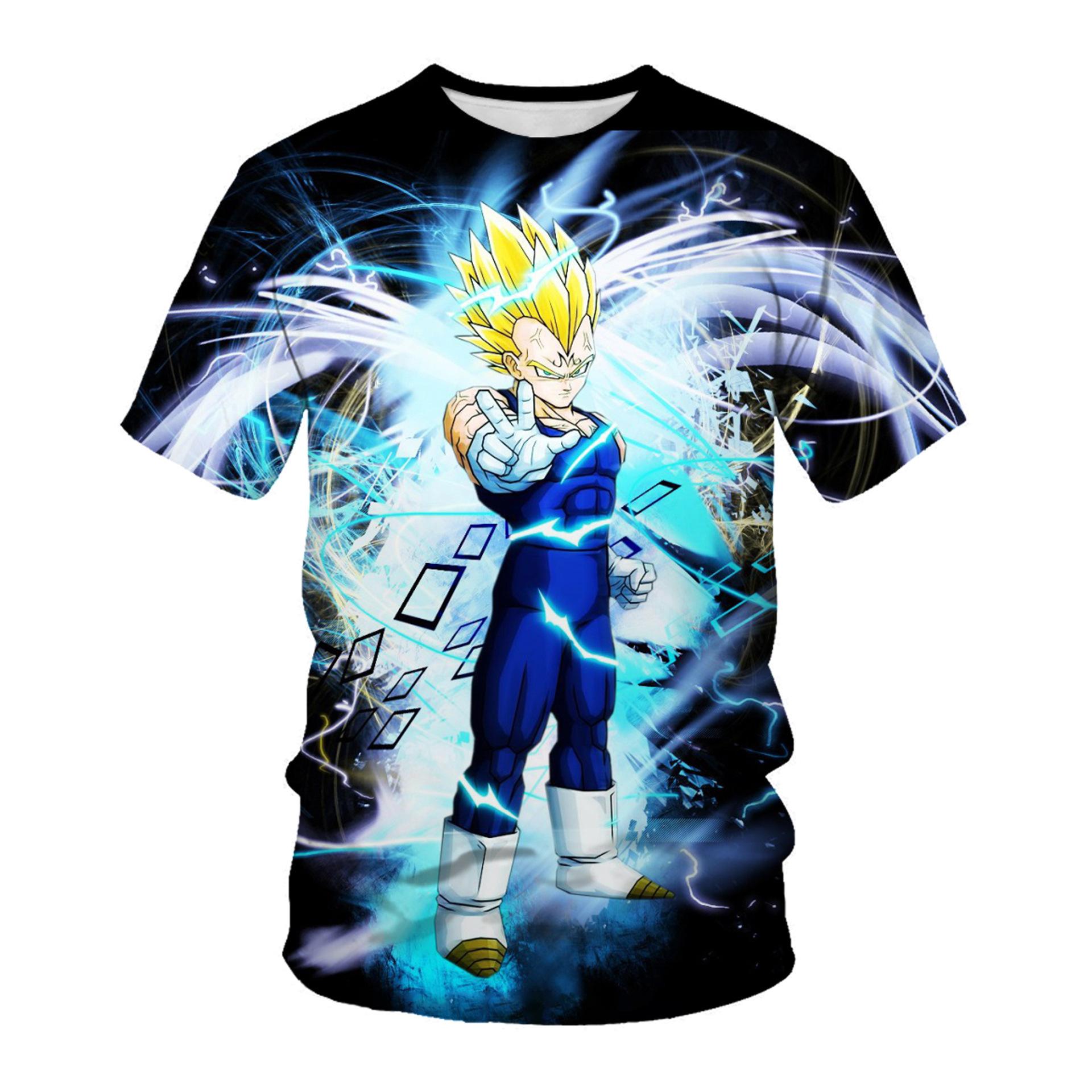 

Новые летние футболки для мальчиков и девочек, футболка Dragon Ball Z, летняя детская повседневная мужская футболка с 3D принтом «Гоку Вегета» и короткими рукавами XS